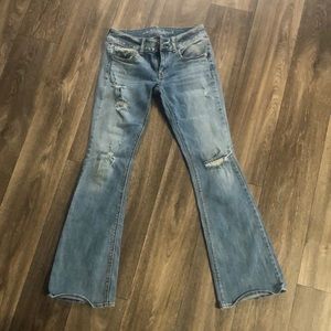 Bootcut size 2 artist stretch American Eagle Outfitter jeans, distressed